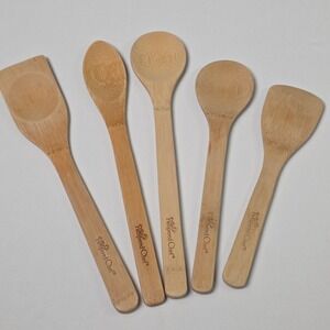 Pampered Chef Bamboo Set of 5 Wooden Pieces Non Stick Cookware Kitchen Utensils